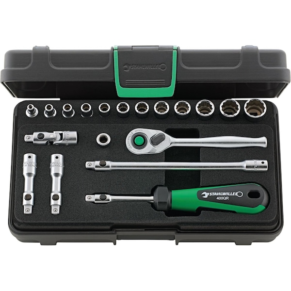 6, 3 mm (1/4") Socket set 19-pcs., 40AD/12/7QR KN SG